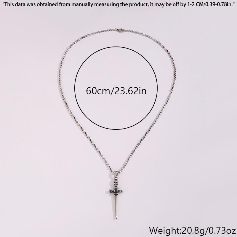 Men's Skull Cross Pendant Titanium Steel Necklace - Retro Hip Hop Clavicle Chain Jewelry