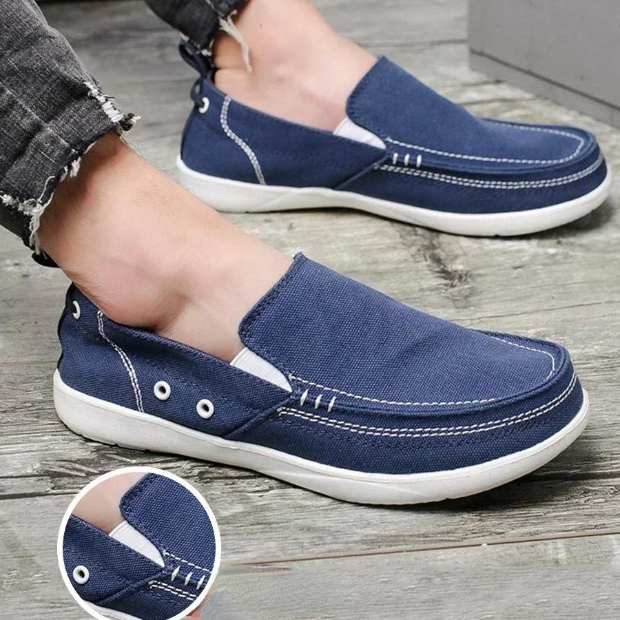 2024 Men Canvas Fashion Men's Casual Shoes Light Non-slip Loafer Flat Driving Shoes Outdoor Sneakers Vulcanized Shoes