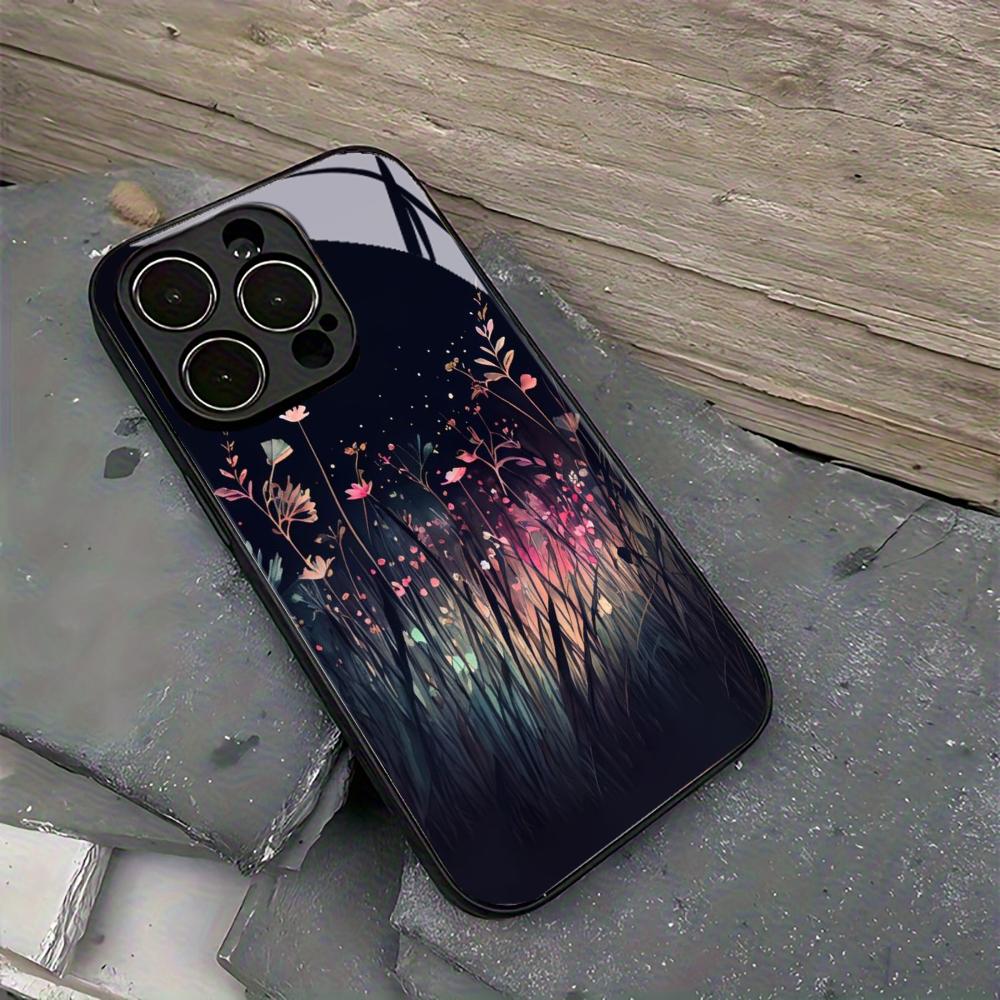 Night Sky Flowers For iPhone 12 13 14 15 16 17 Plus Pro Max Anti-Drop Smooth Touch Protective Shockproof Cellphone Cover