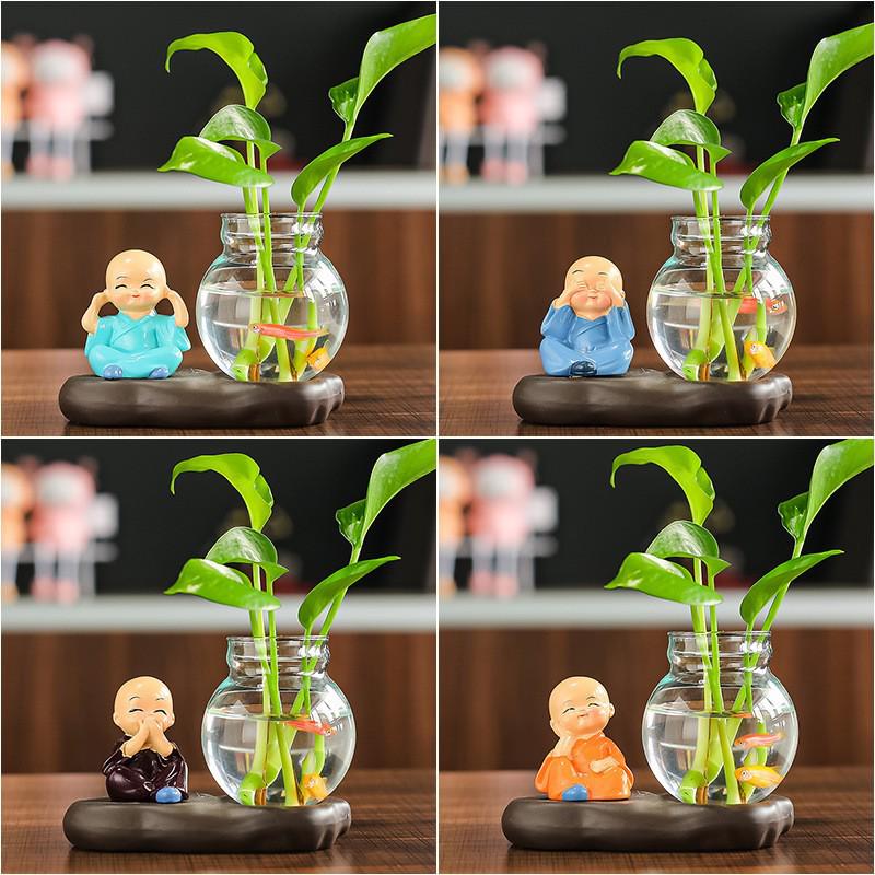 Creative Resin Monk Hydroponic Vase for Home and Office Decor