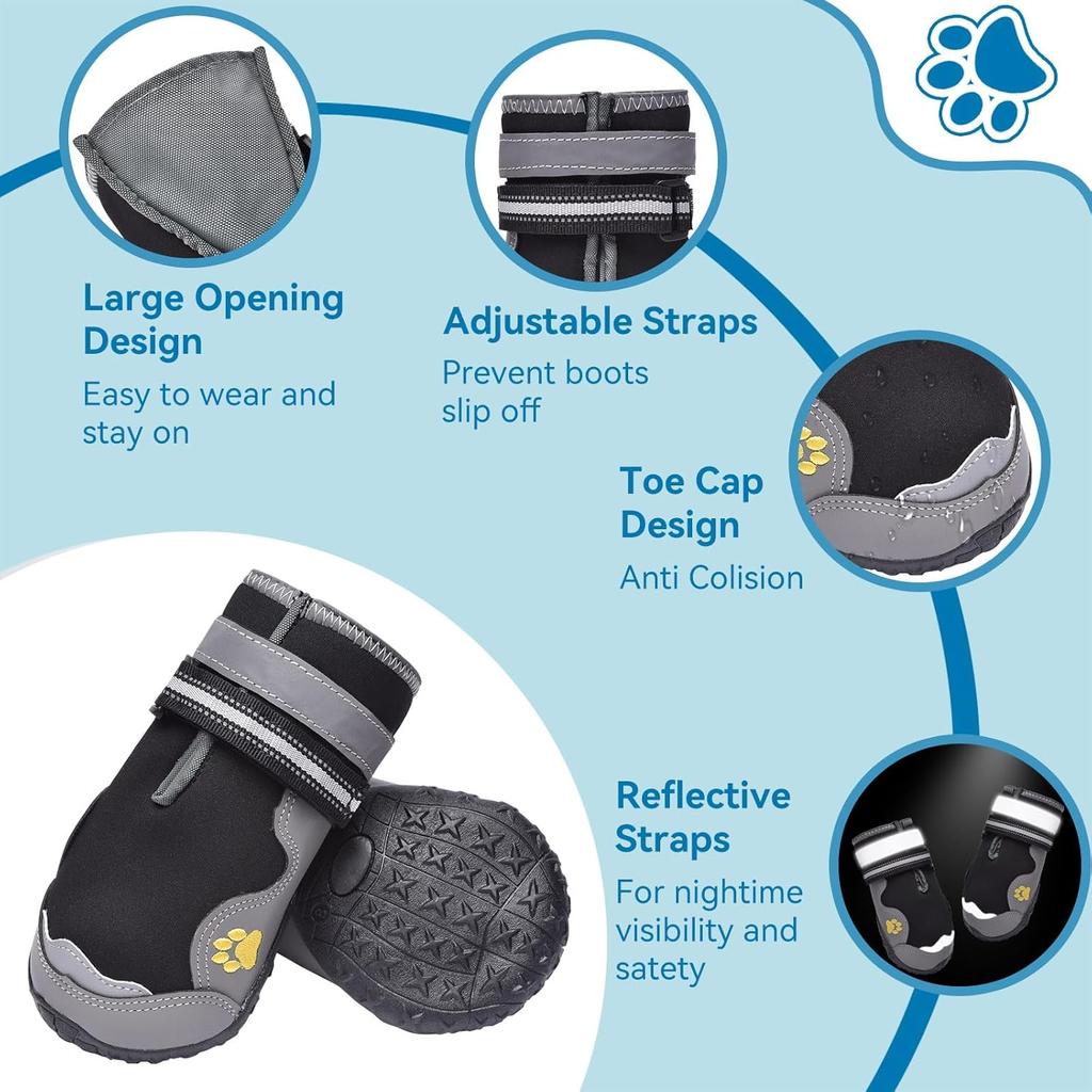 Hipaw Dog Booties for Winter,Snow Boots for Small Medium Large Dogs,Waterproof Dog Rain Shoes,Non-Slip Paw Protector for Outdoor