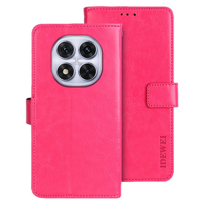 

For Xiaomi Redmi Note 14 Pro 4G Stand Case Crazy Horse Texture Leather Phone Cover Rose