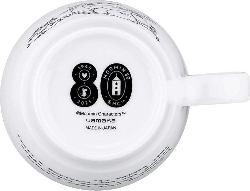 Moomin 80th Anniversary Breakfast 10x8cm Monochrome Comet Cecera Made in Yamaka Mug, 300ml, Diameter, Design, White, Inglaze, Japan, Shoten, MM9402-11