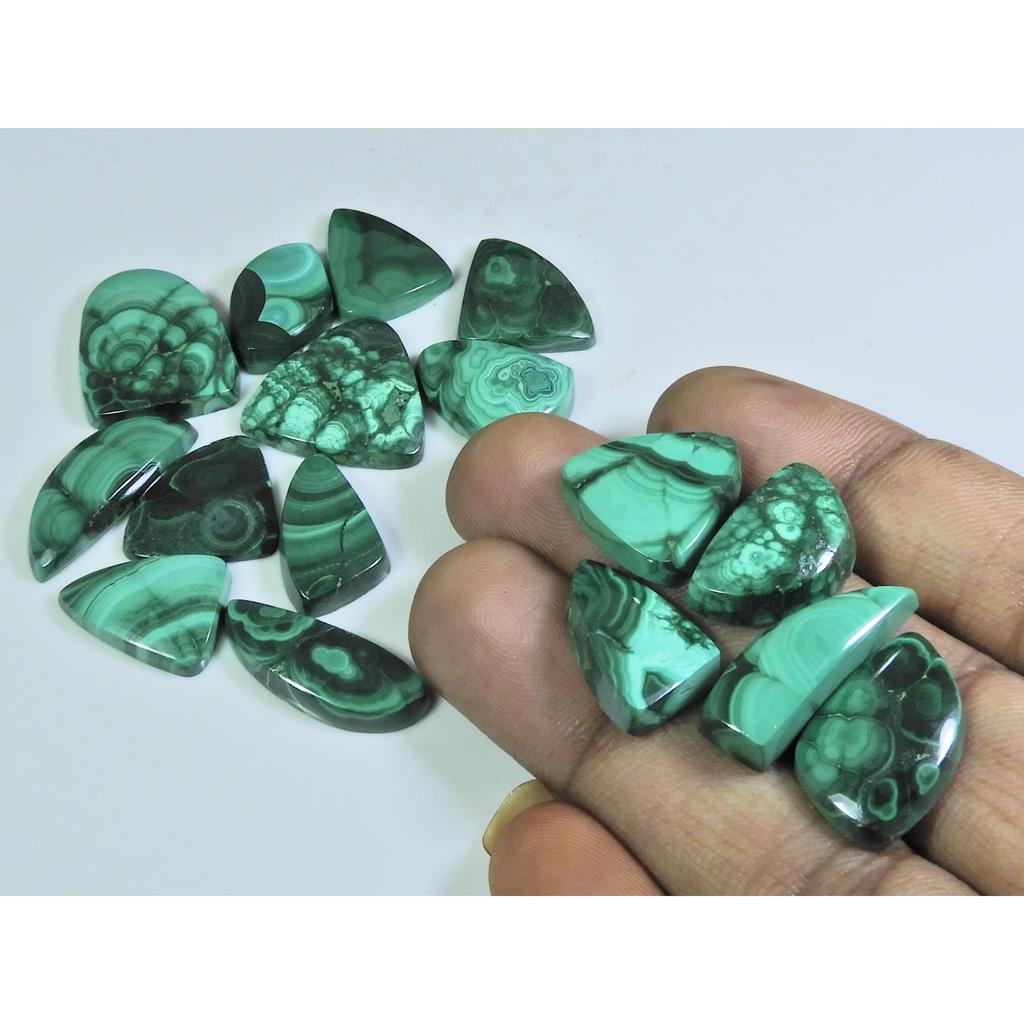 201Cts. Natural Green Malachite Ring Size Fancy Cabochon Gemstone 16Pcs Lot C-257
