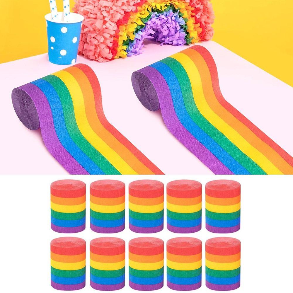 10Rolls DIY Decoration Crepe Tissue Paper Roll Colorful Crepe Paper Streamers  Gift Wrapping