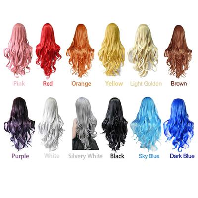 Parrucca cosplay permanente colorata e popolare, lunghi ricci, grandi capelli ondulati