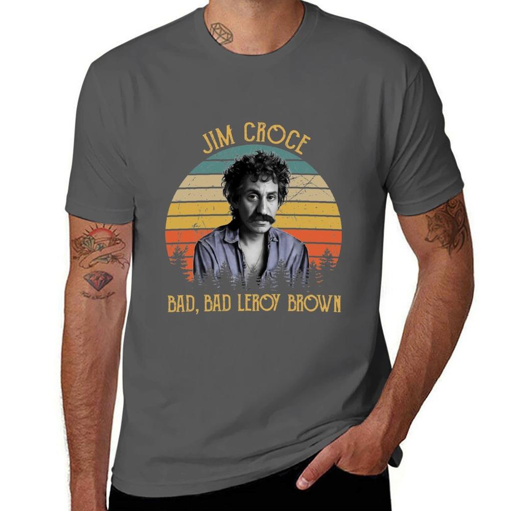 Vintage Jim Croce Karikatur – Bad, Bad Leroy Brown T-Shirt lustige T-Shirts Baumwolle Herren T-Shirts hohe Qualität Luxusmarke T-Shirt