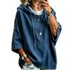 Giacca di Jeans Casual da Donna con Cappuccio e Maniche a Tre Quarti Vestibilità Larga