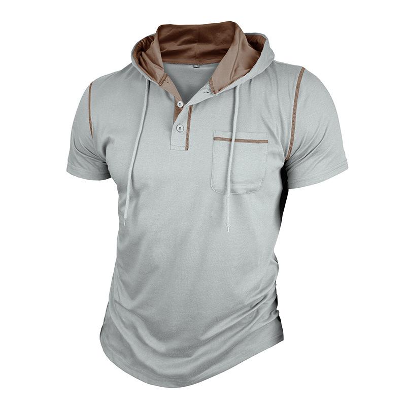 Men S Short Sleeve Hooded Henley T Shirt Summer Casual Top S