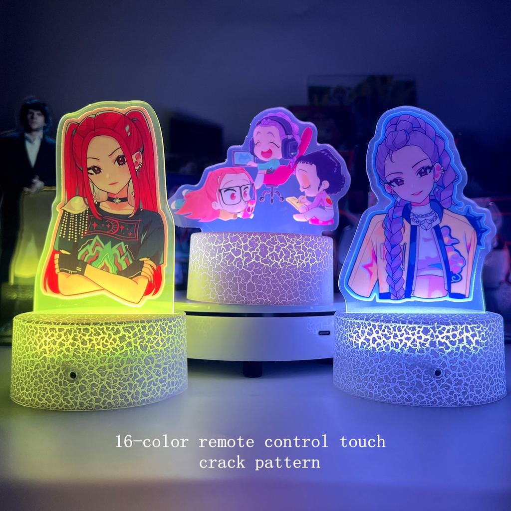 KPop Demon Hunters Kawaii Zoe Mira Rumi Saja Boys Monochrome Light Remote Control 16 Color Night Lights