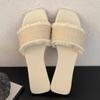 Fashion 2025 Summer Korean Retro Woven Flat Sandals Open-Toe Single Strap Slides Casual Slip-On Outdoor Shoes for Beach Daily Wear Women