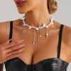 Cross Star Diamond Imitation Pearl Necklace Fashionable Personality Stacking Temperament Advanced Clavicle Chain Necklace