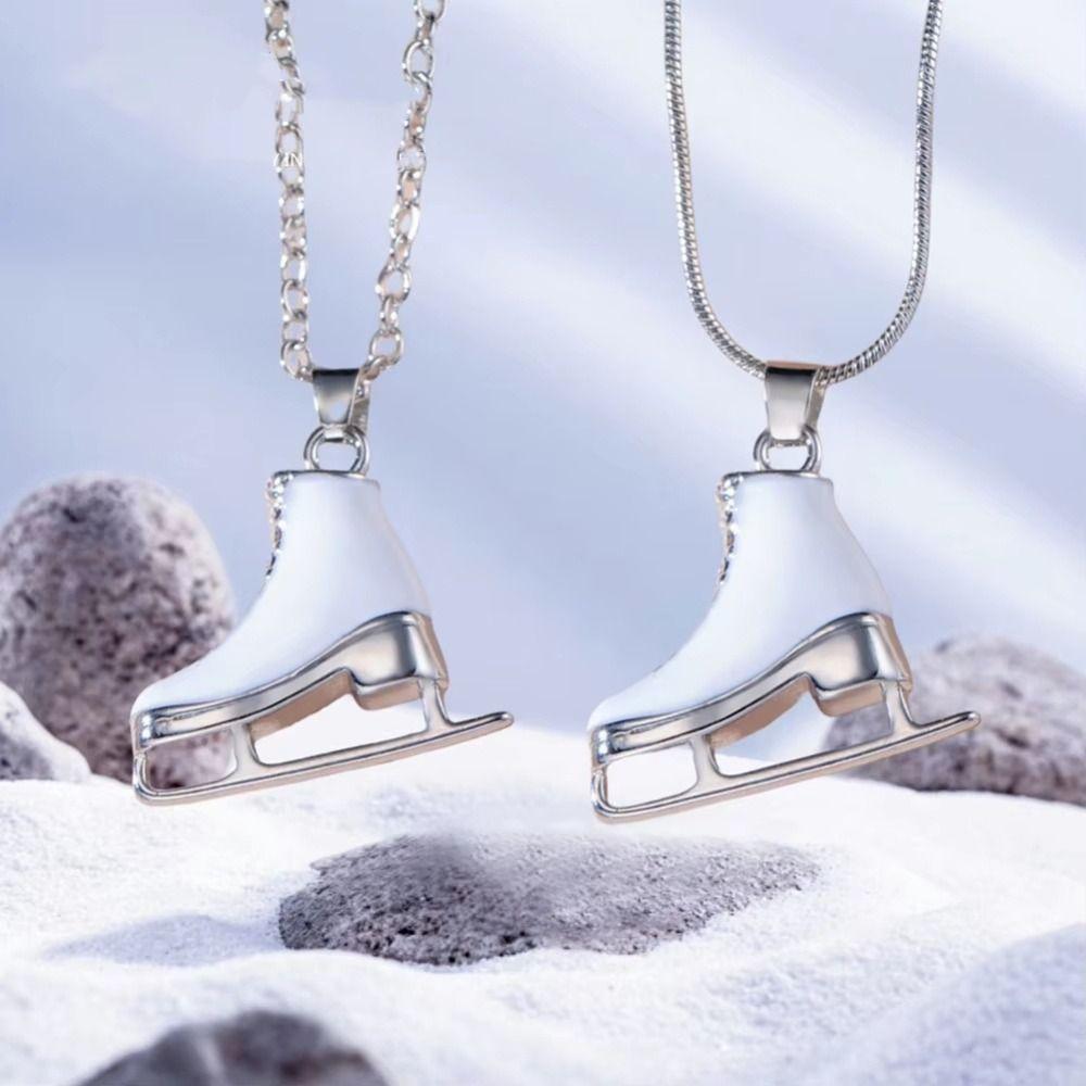 Snake Chain Ice Skate Pendant Sliver Color Figure Skating Pendant Teens Girl