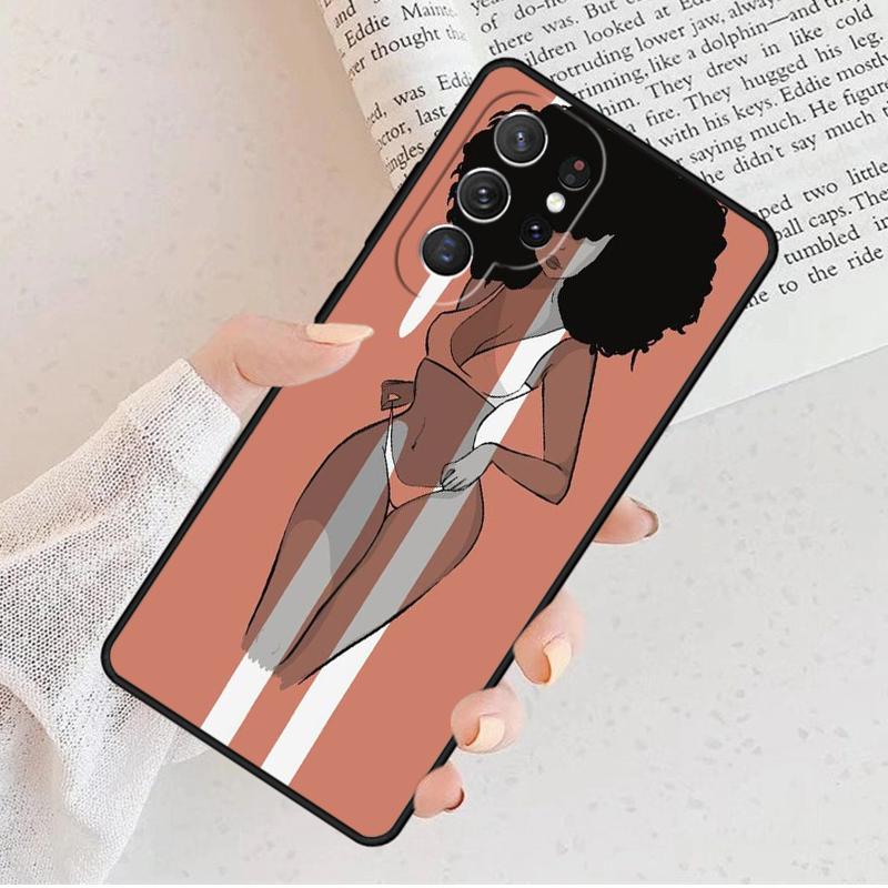 Black African Girl Phone Case For Samsung Galaxy S25 S23 S30 S8 S21 S20 FE S24 S22 Note 10 20 S8 Plus Lite Ultra