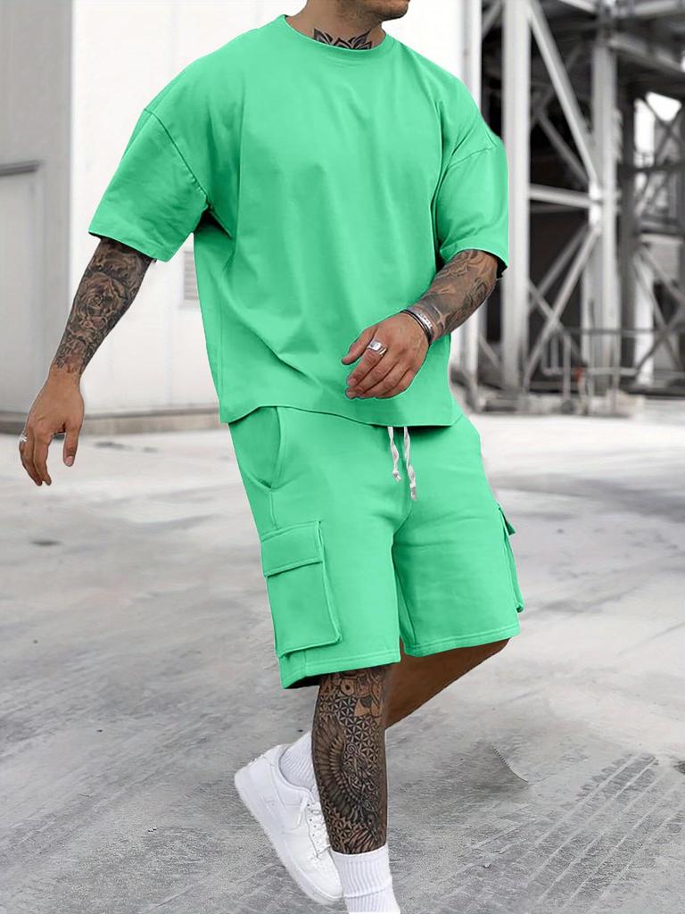 Men's Summer 2025 Fashion T-Shirt & Workwear Shorts Casual Sports Set