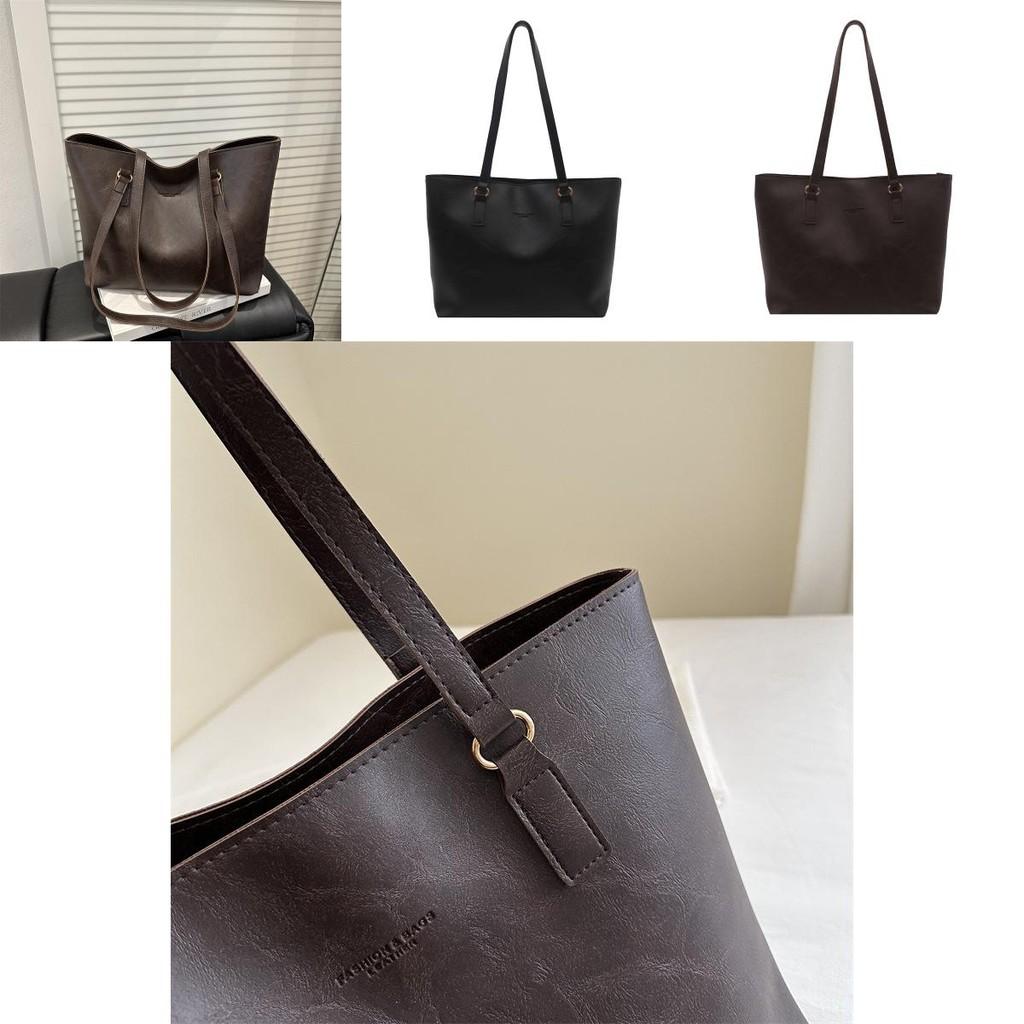 Street Style Womens Tote Bag Large Capacity Pu Handbag With Isolid Color Design And Letter Embossing For Office Use