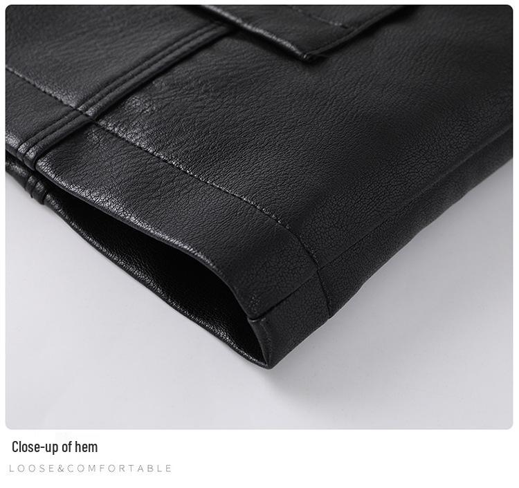 Men's Winter Leather Jacket with Fleece Lining - Ideal for Middle-Aged and Elderly Dads and Grandpas