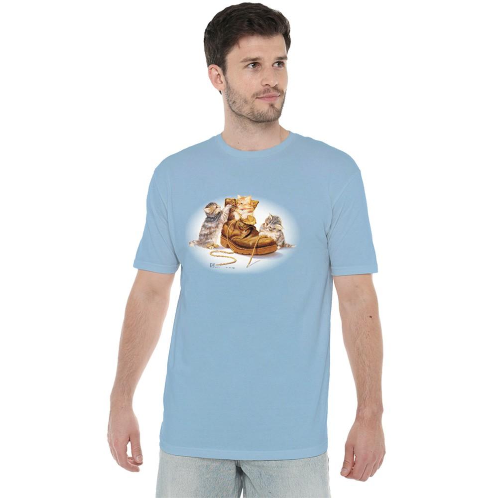 Wildlife Playful Kittens T-Shirt S-3XL Light Blue XXXXL