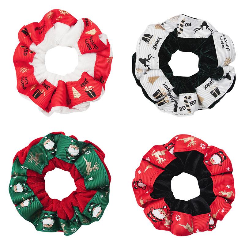 Jesienno-zimowa aksamitna świąteczna wstążka do włosów i opaska na głowę