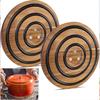 Circular Wooden Sand Pot Mat With Heat-resistant Silicone Ring Wooden Tabletop Insulation Mat