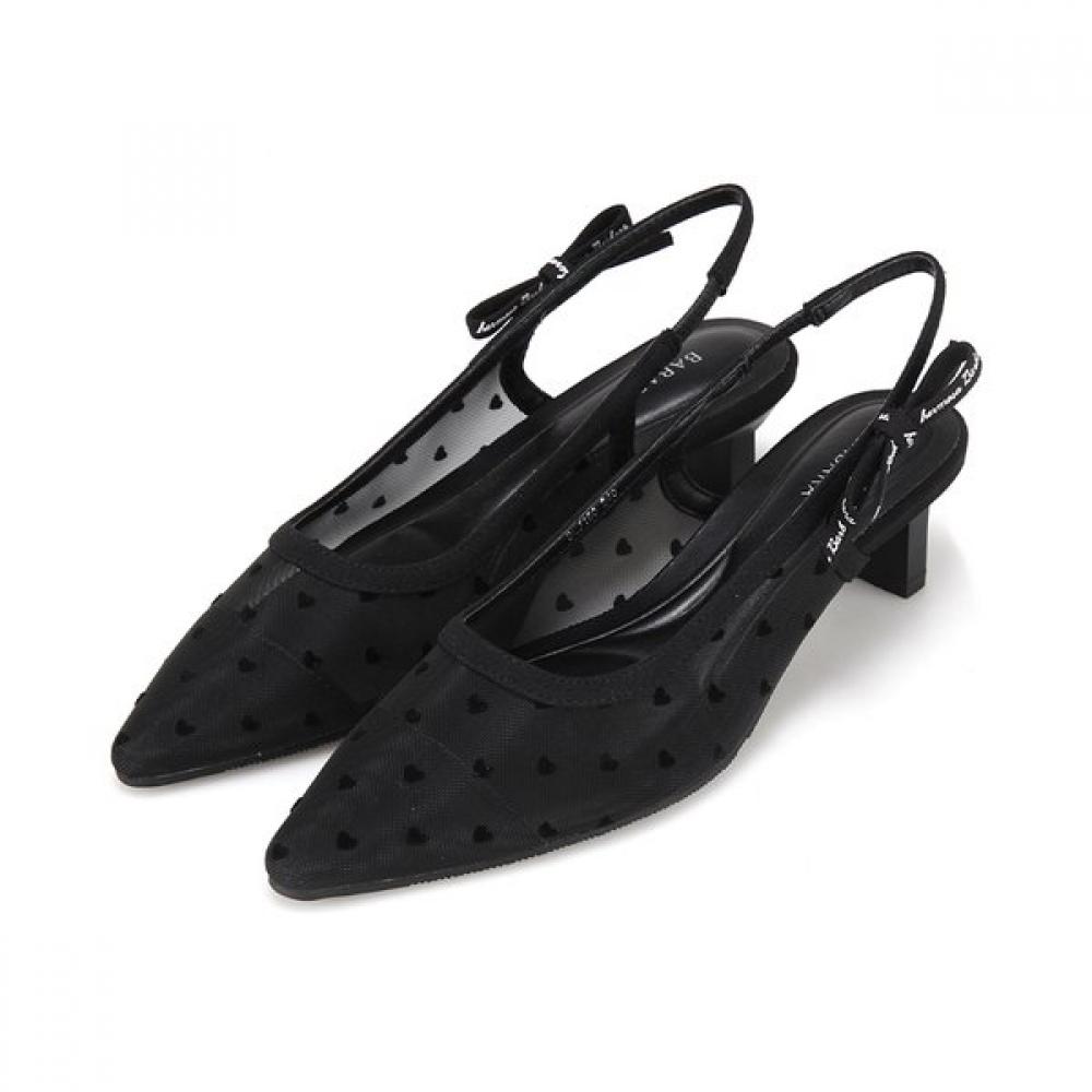 Barbara Sheer Heart Dot Mesh Slingback Sandal 4cm 2 Colors Blj160 225/01.black
