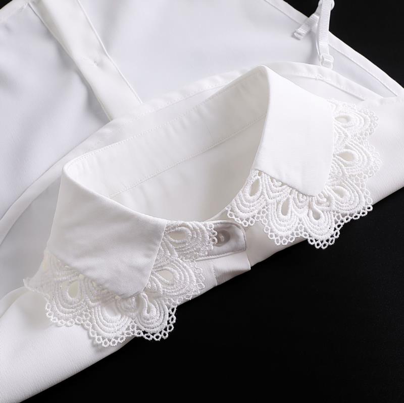 Perfect Match Embroidery Fake Collar Women Lace Detachable Lapel Collar Shirt Top Tie White Ruffles False Collar Woman Removable False Blouse