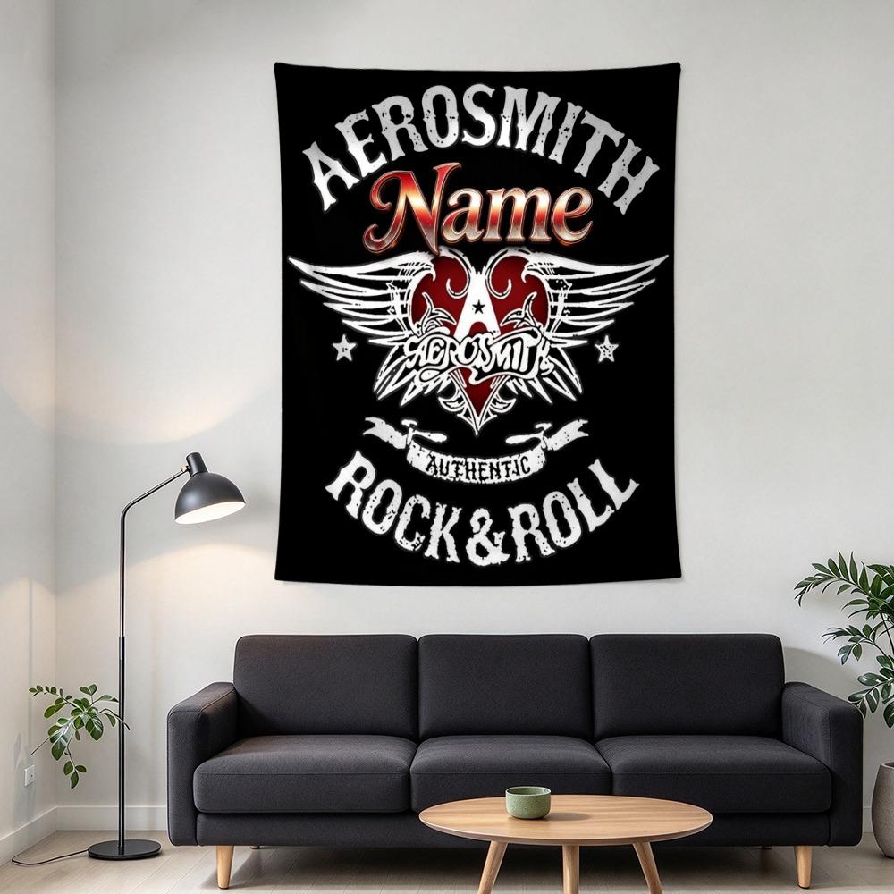 Custom Name Rock Aerosmith Tapestry Wall Hanging for Bedroom, Living Room & Dorm Decor, Modern Home Wall Art