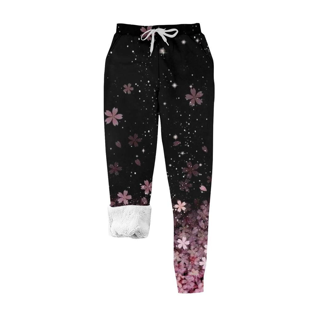 Women's Casual Fashion Home Christmas Print Plush Sweatpants