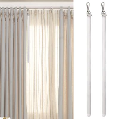 Juego de 2 varillas de tiro transparentes de 17 pulgadas para cortinas de ventana, invisibles, con gancho.