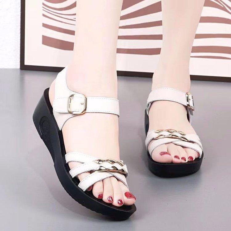 Fashion Clogs With Heel Comfort Shoes for Women High Sandals Female Increasing Height Muffins shoe 2024 Summer Thick High-heeled Flat Be