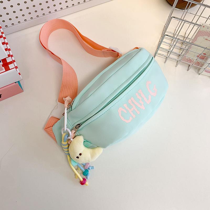 Sports Chest Bag Women's New Printing Small Fresh and Casual Joker Cycling Backpack Mobile Phone Canvas Slung Pockets.