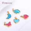 18K Real Gold Plated Turquoise Geometry Pendants For Necklace Making,High Quality Connector Pendants DIY Accessories Wholesale