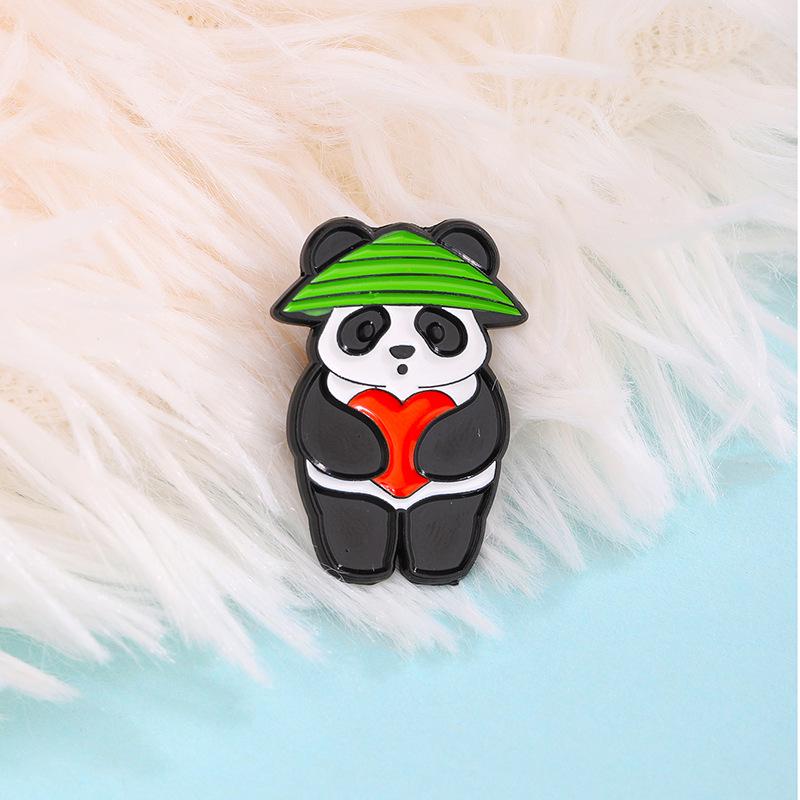 Panda Mom Hugging Baby Panda Brooch with Butterfly Wings