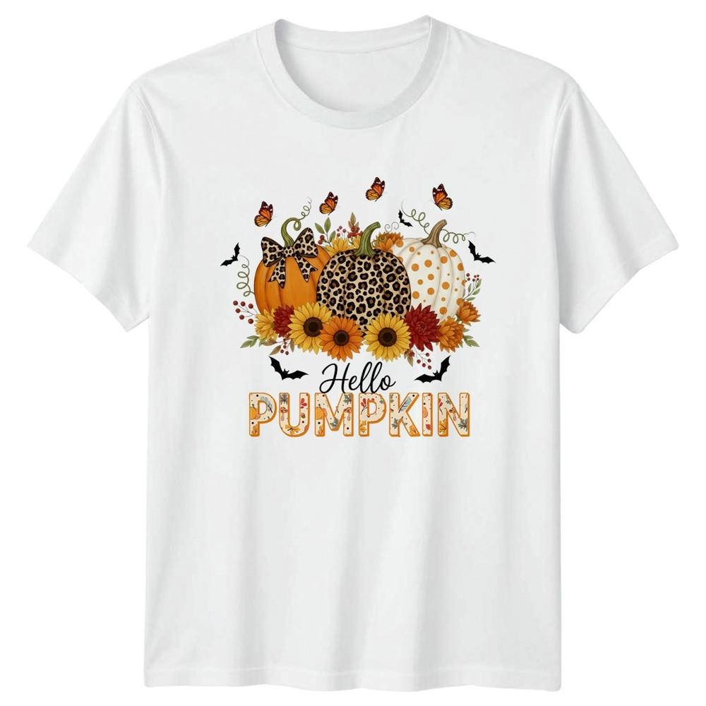 Hello Pumpkin Unisexs TShirt Leopard Print Autumn Fall Season S