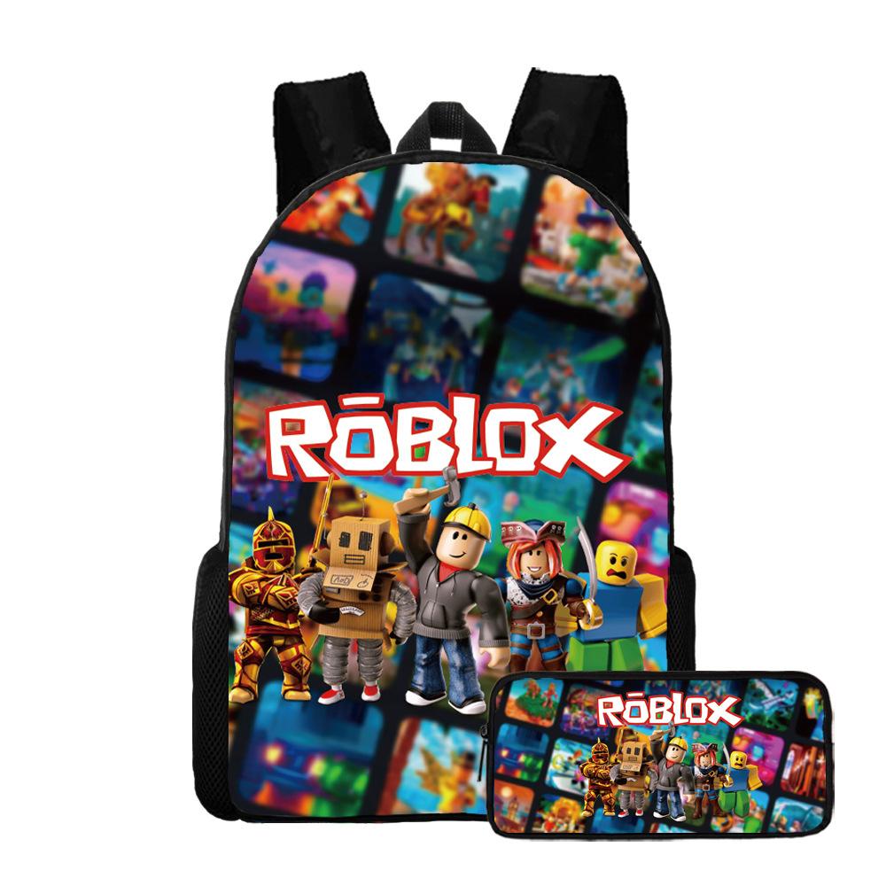 Roblox Two-Piece Set, Elementary And Middle School School Bag, Children'S Backpack, Cartoon Animation Backpack.