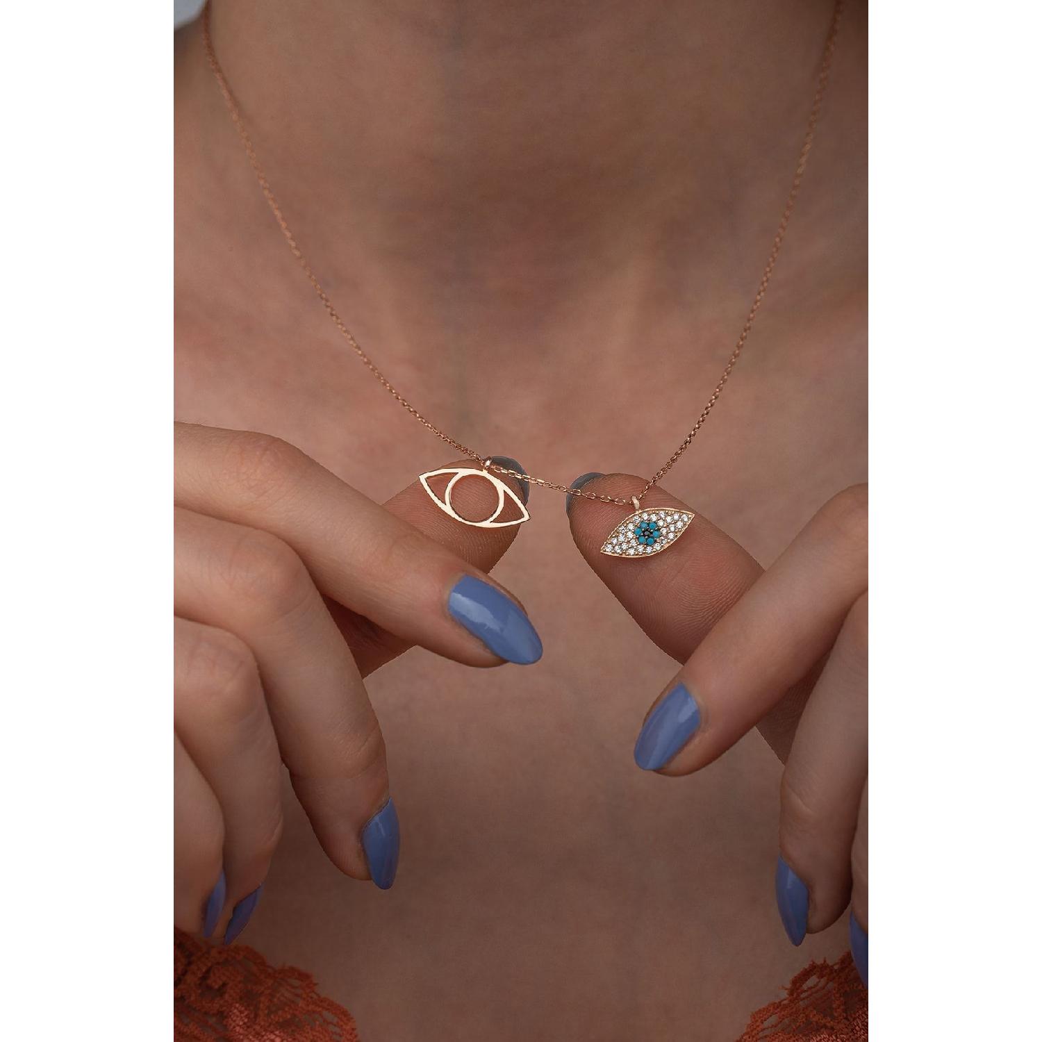 

Женское колье в виде глаза из стерлингового серебра 925 пробы с эмалированным камнем