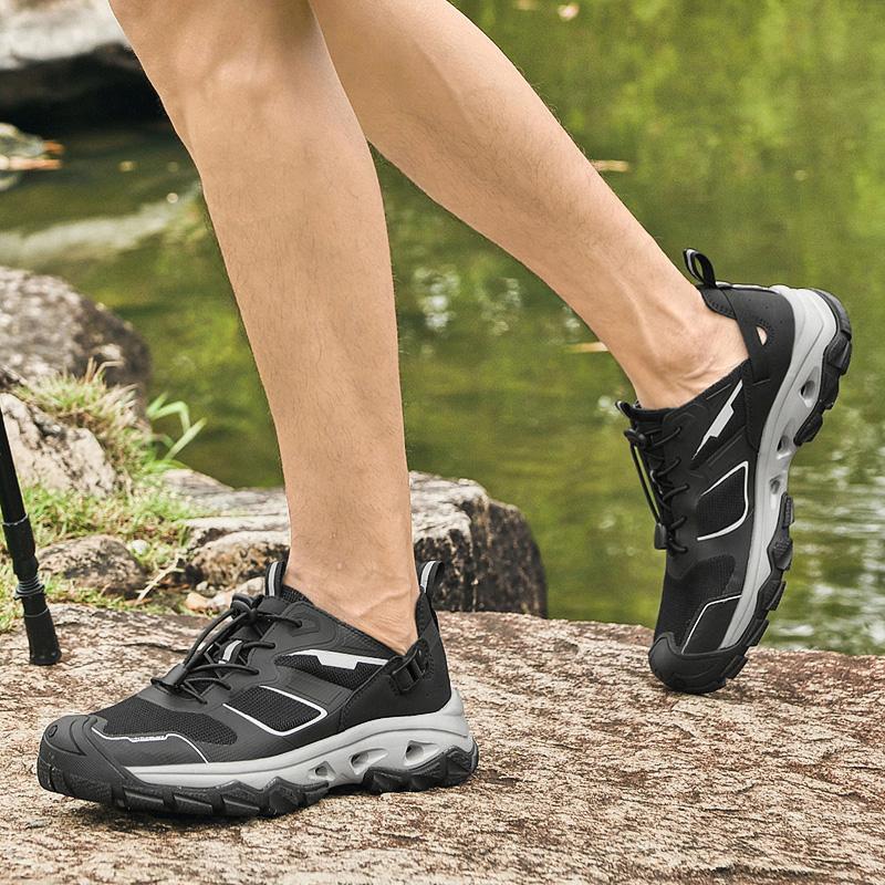 Fashion Comfortable Slip-Resistant Outdoor Shoes Men's Breathable SneakersLightweight Men Walking Shoes New Mesh Lace-Up Casual Flats