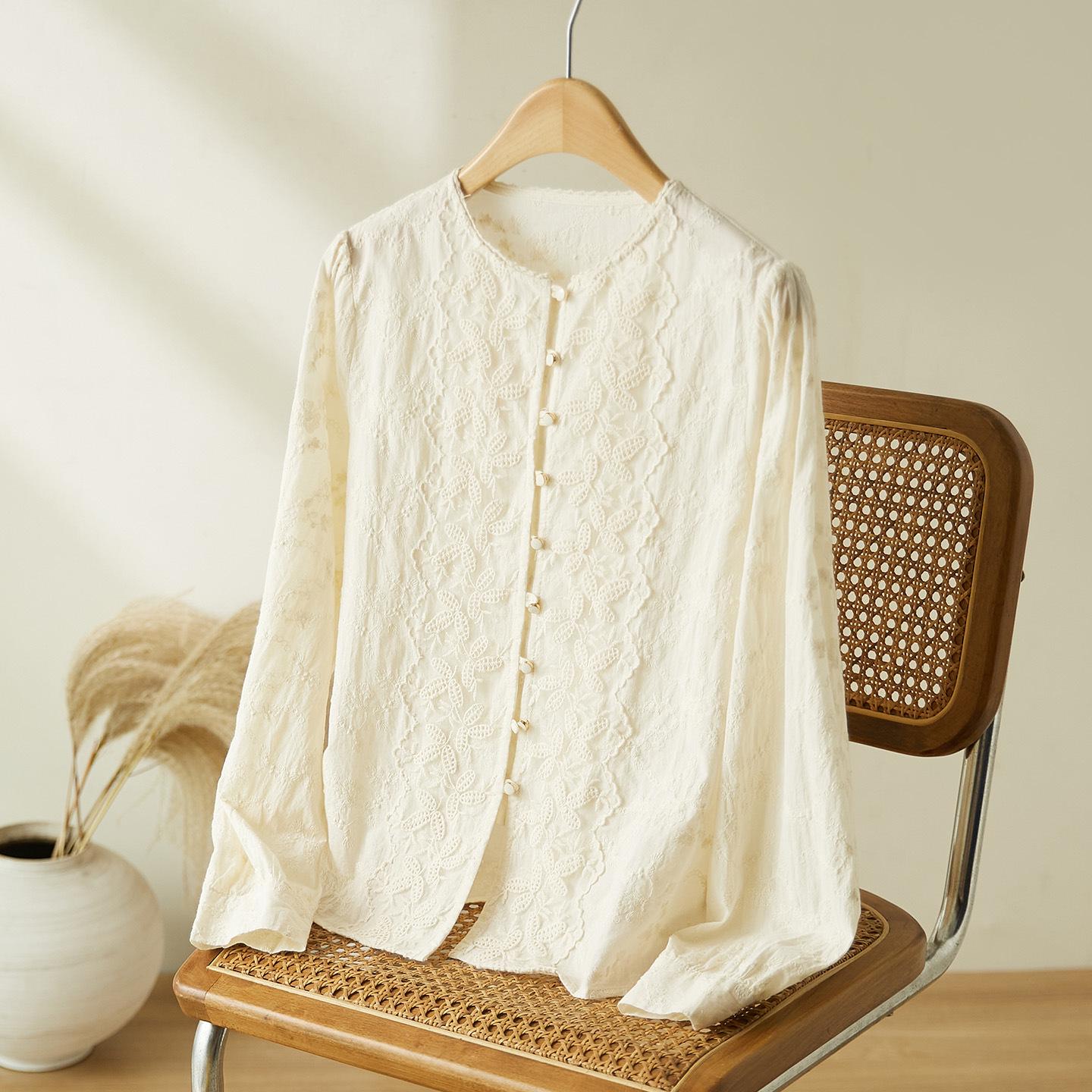 

Bieyang Women s New Chinese Style Embroidered Long Sleeve Shirt - 2025 Autumn Collection, Light Luxury Feel XXL абрикосовий
