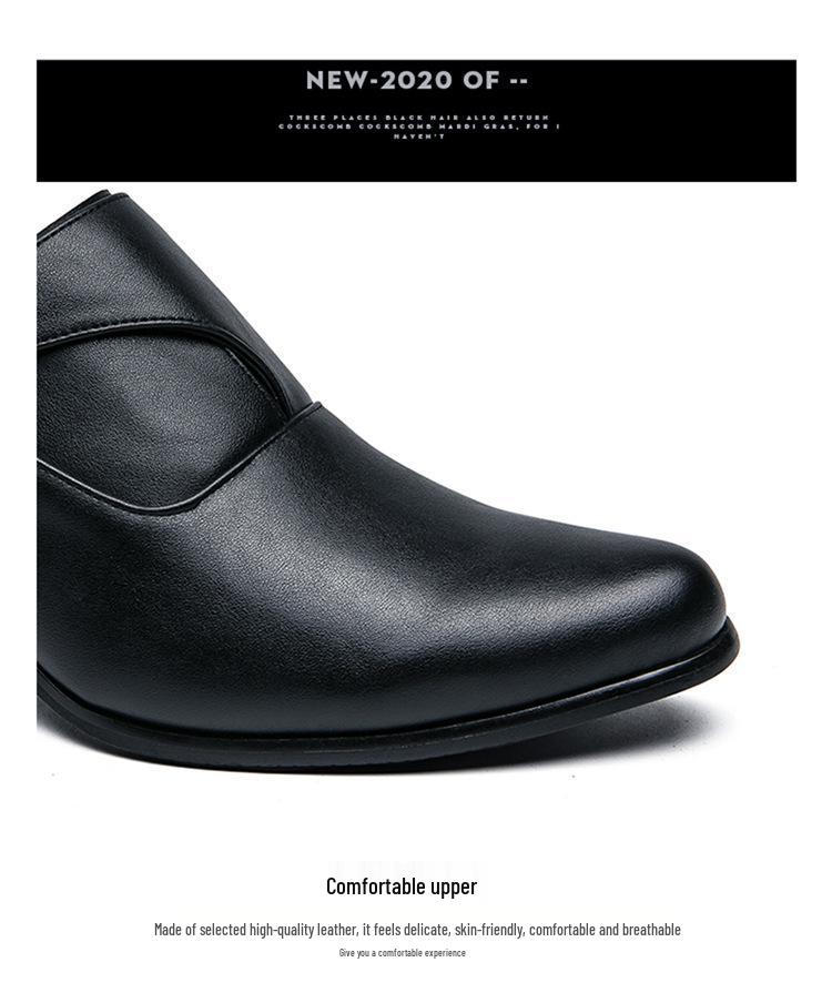 Men's White Pointed Toe Leather High Heel Shoes for Weddings and Parties - Size 37, Business Casual, Height Increasing