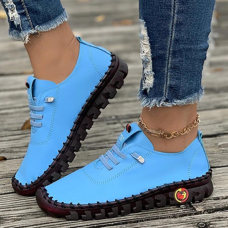 Sneakers Women Shoes Loafers Lace Up Leather Flat New Spring 2025 Casual Comfortable Mom Shoe Work Mujer Zapatos Chaussure Femme