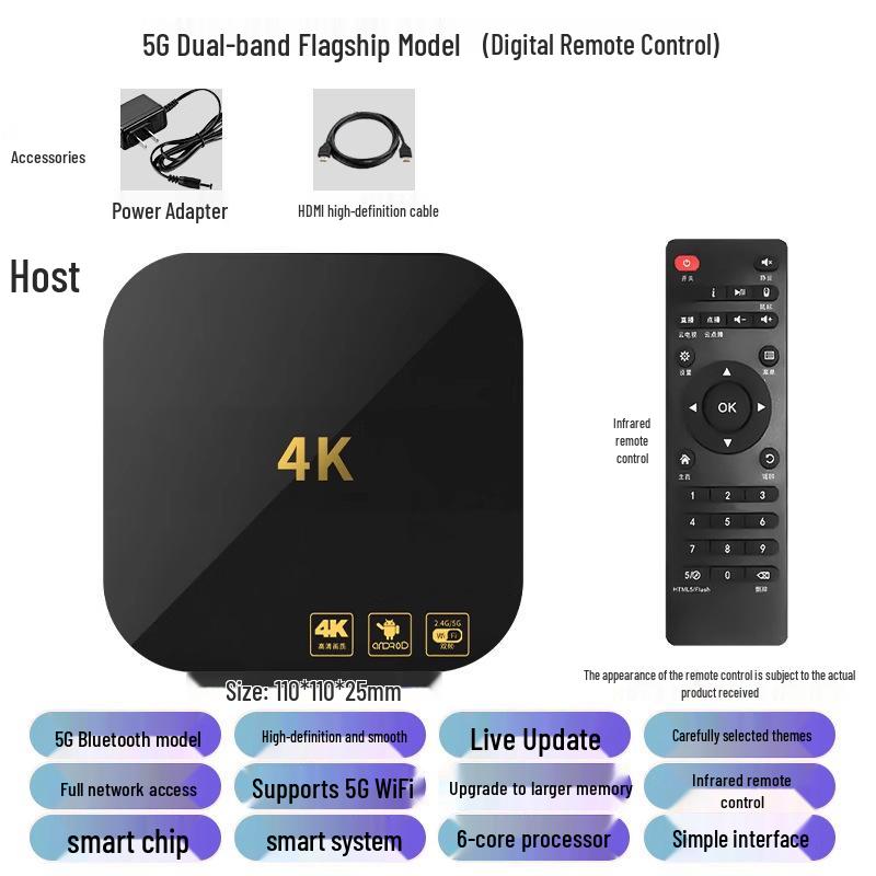 5G Dual-Band 4K HD Cinema & TV Streaming Box with Universal Mobile Screen Casting