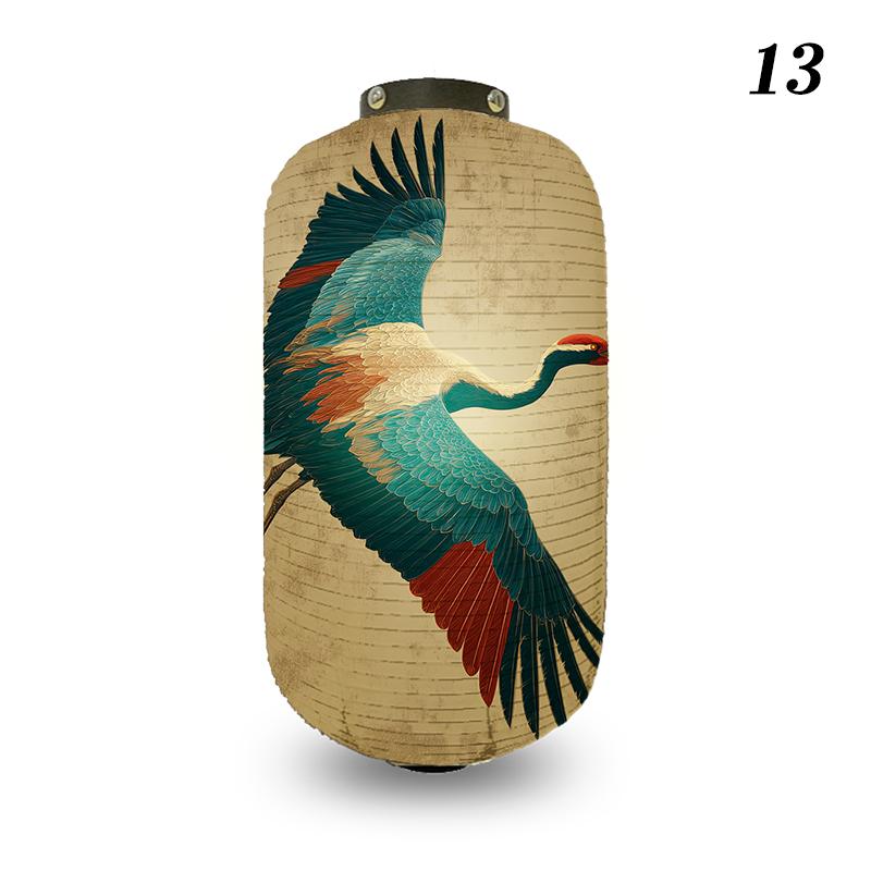 Japanese Style Lantern Ukiyo-e Style Flying-crane Printed Outdoor Bar Bistro Lantern Sushi Restaurant Hanging Lantern Decoration