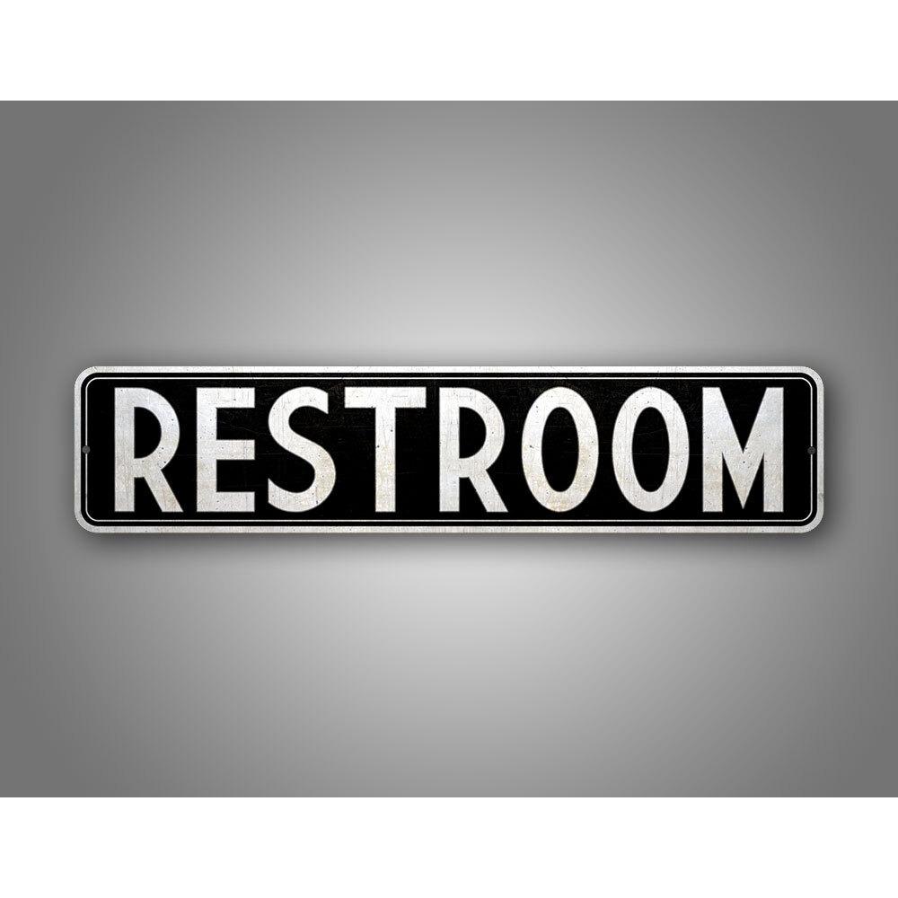 

Custom 4x16 Inch Retro Bathroom Sign Toilet Door Plaque Personalized Washroom Decor for Bar Shop Home