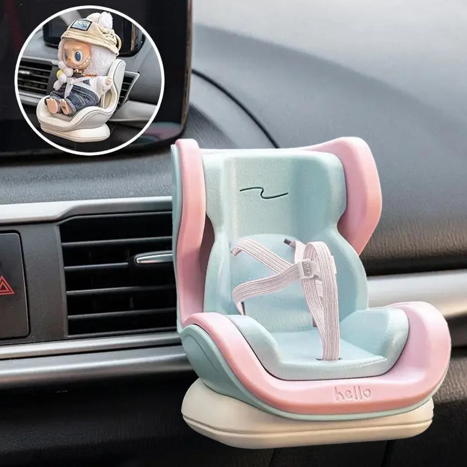 For Labubu Cartoon Plush Safety Seat Cute Doll Air Outlet Aromatherapy Decoration High-Grade Car Interior Decoration Accessories