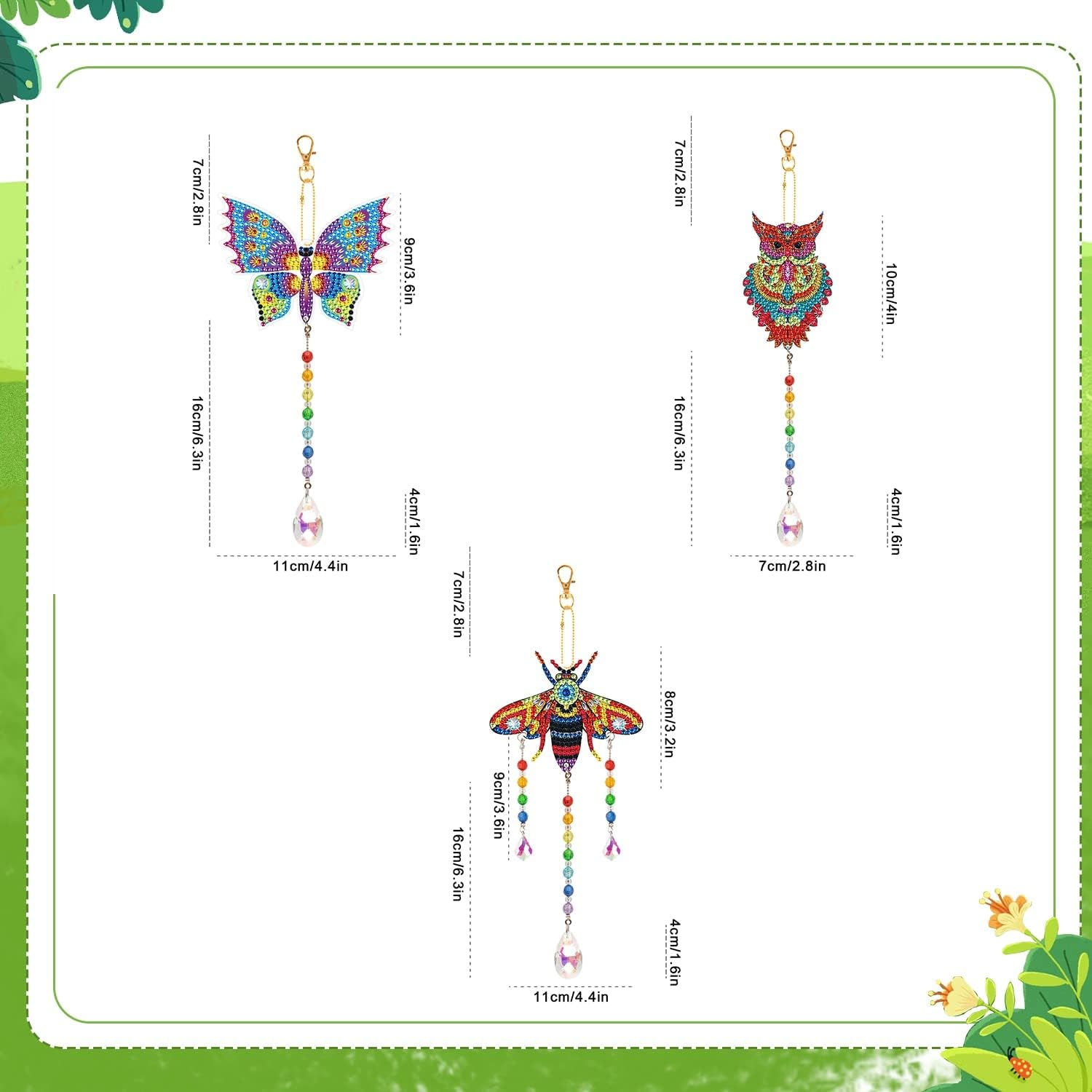 

Dreamlee DIY 5D Хрустальный Подвесной Колокольчик Ветер Алмазная Живопись Мозаичные Наборы Животные Стразы Домашние Украшения для Окна Рукоделие Искусство Подарки (цвет : Color1