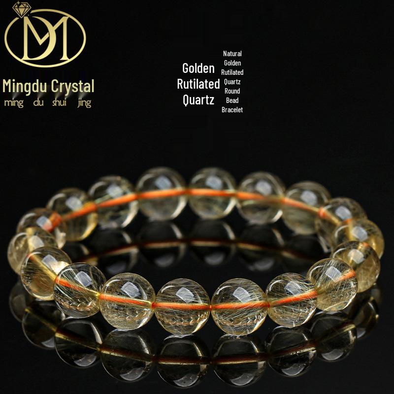 Golden Rutilated Quartz Crystal Beads for DIY Jewelry Accessories