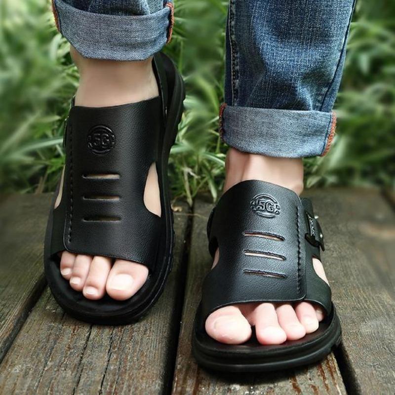 Men Shoes Sandals Cowhide Shoes Leather Antiskid Sandal Men's Shoes Sandalias Hombre Chaussure Homme Sandalias Planas Zapatos