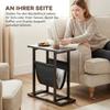 Side Table With Fabric Pocket Coffee Table With Steel Frame Compact Sofa Table Black