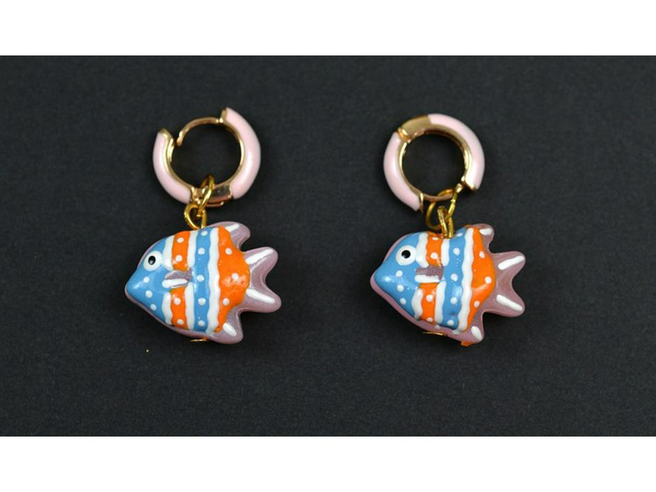 Bunte Cartoon Fisch Glasanhänger Ohrringe - Niedlicher & Einzigartiger Anhänger