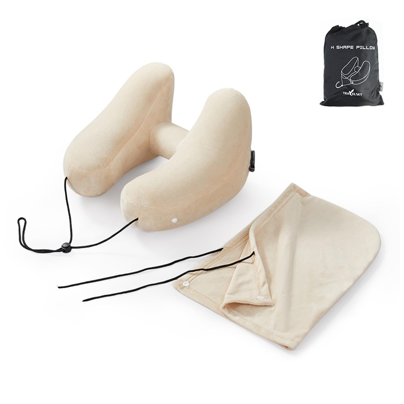 

PRETOLE Шея Шея Портативный Чехол для хранения воздуха Моющийся Для Экспресс Для Подушки, H-образный, С капюшоном, Бежевый, Хлопок, Подушка, Подушка, Подушка, Тип насоса бежевый